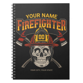 Caderno Espiral Capacete de Caveira Personalizado de Bombeiro Ax B