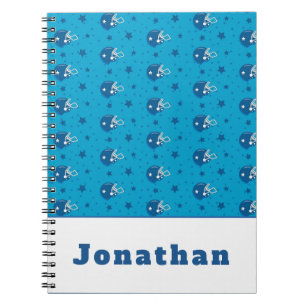 Caderno Espiral Capacete de Futebol Azul Estrela Crianças Meninos