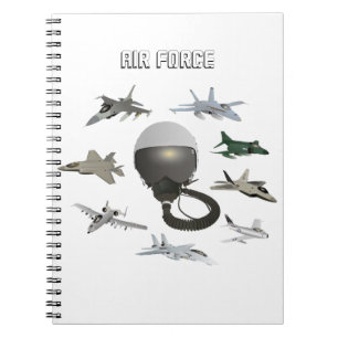 Caderno Espiral Capacete de Piloto da Força Aérea Americana com