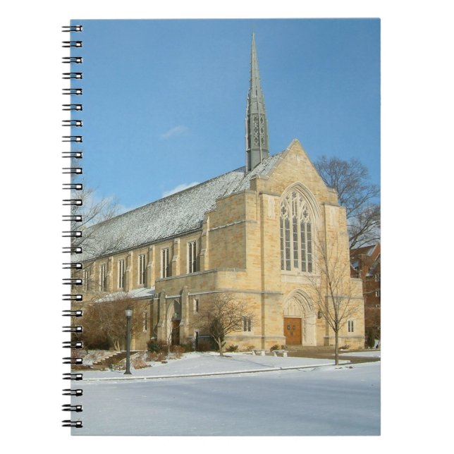 Caderno Espiral Capela Harbison em inverno na Grove City College (Frente)