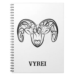 Caderno Espiral Capim/ovelha, tribal, preto e branco