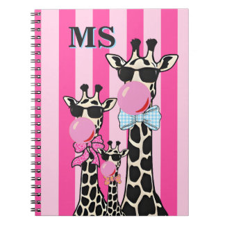 Caderno Espiral Capinha de Telefone Girafa Fofa Inicial Personaliz