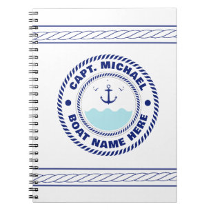 Caderno Espiral Capitão Capitão Anchor Náutico Nome do Barco