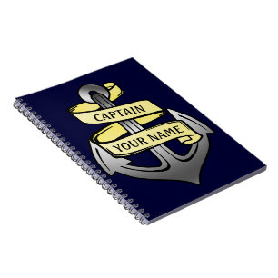 Caderno Espiral Capitão de navio customizável sua âncora conhec