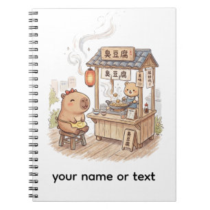 Caderno Espiral Capivara Feliz em Barraca de Tofu Fedorento Noit