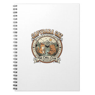 Caderno Espiral Capivara Gato Capivara Gato Chill Vintage Arte Vet