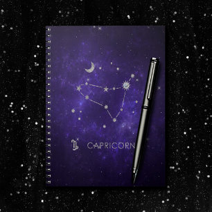 Caderno Espiral Capricórnio Roxo   Astrologia Horóscopo