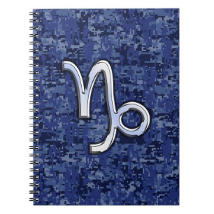 Caderno Espiral Capricórnio Zodiac - Sinal na Camuflagem Digital d