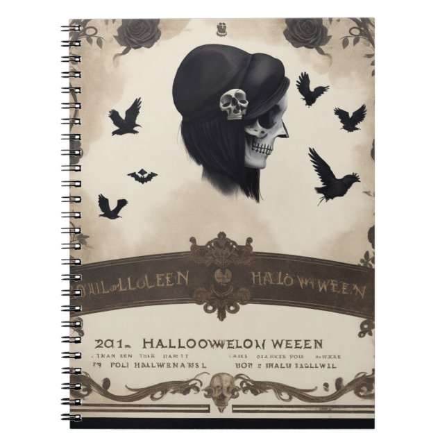 Caderno Espiral Capturar memórias de Halloween com nossa multidão (Frente)