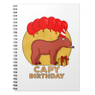 Caderno Espiral Capy Birthday