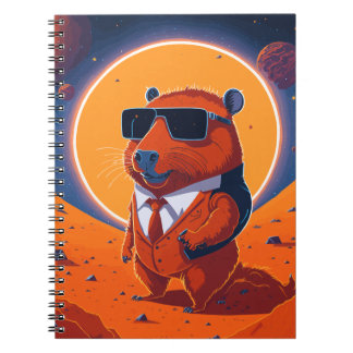 Caderno Espiral Capybara Planet Mars Funny Modern