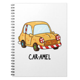 Caderno Espiral Car-amel Piada Doce Carro Trocadilho