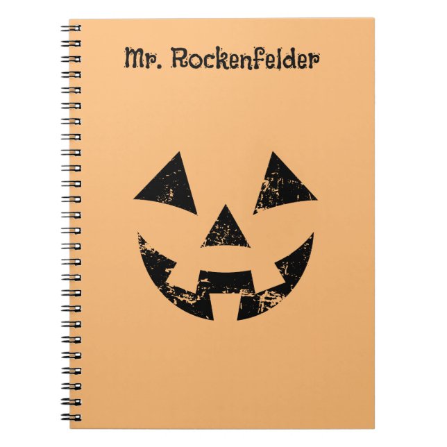 Caderno Espiral Cara de abóbora personalizada Jack-o-lanterna (Frente)