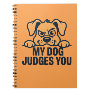 Caderno Espiral Cara de Cachorro Julgadora Citação Engraçada e Sar
