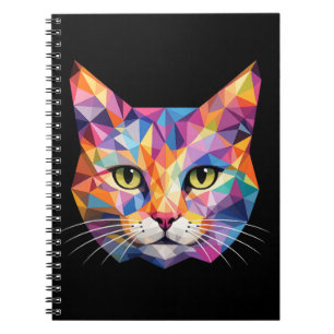 Caderno Espiral Cara de Gato Geométrica Colorida Arte de Triângulo
