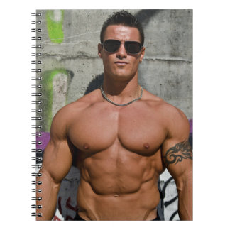 Caderno Espiral Cara sensual óculos de sol sexy camisa musculoso h