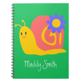 Caderno Espiral Caracol rosa e verde feliz