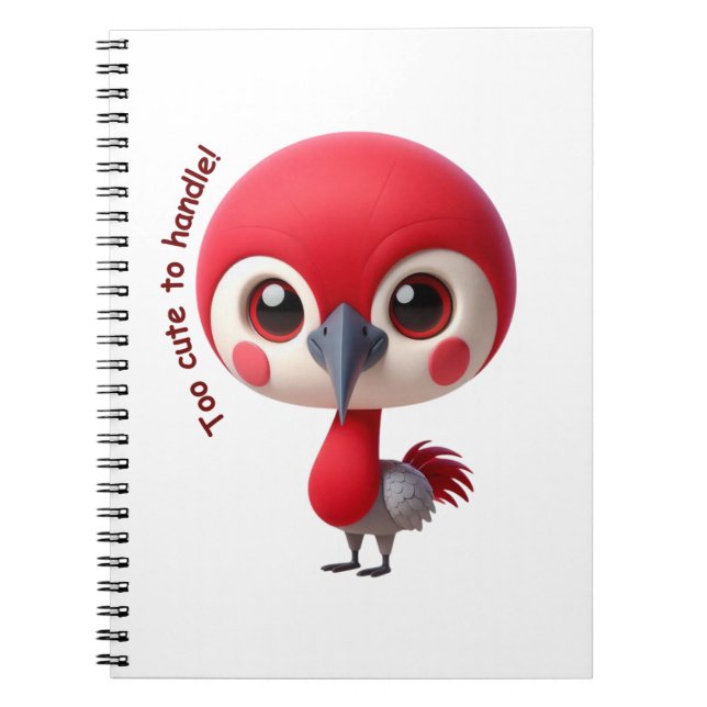 Caderno Espiral Caractere Adorável de Pássaro Vermelho (Frente)