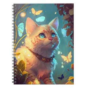 Caderno Espiral Caractere de Pet de Pintura de Retrato de Cat Anim