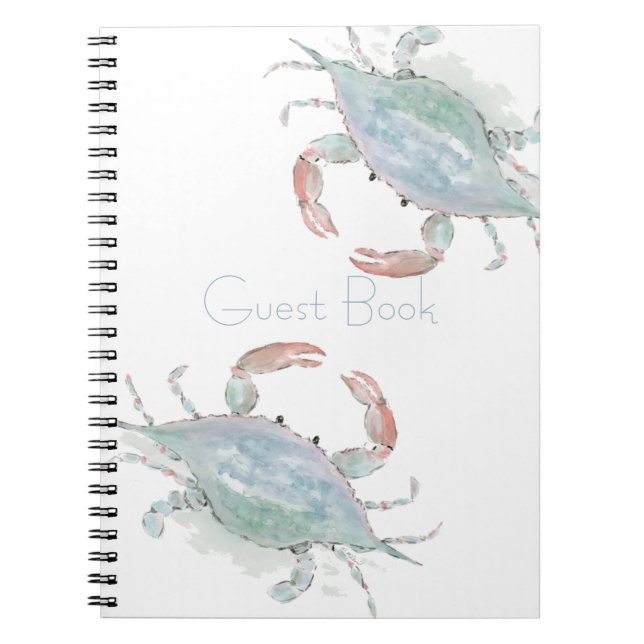 Caderno Espiral Caranguejo Costeiro De Aquarela Personalizável (Frente)