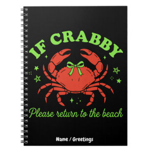 Caderno Espiral Caranguejo Costeiro Sassy Estética de Arco Vintag