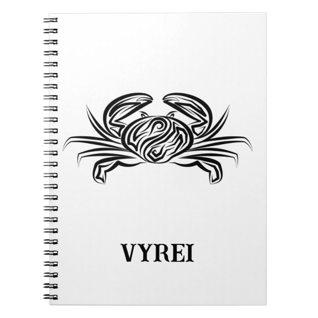 Caderno Espiral Caranguejo Tribal Negro e Branco (Frente)