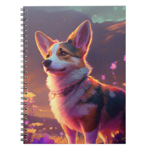Caderno Espiral Caráter de Pet de Pintura de Portraços de Cães Cor