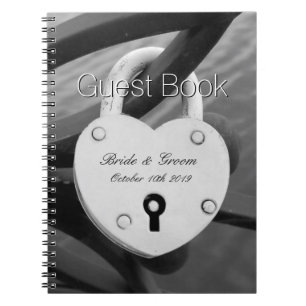 Caderno Espiral Cardíaco romântico trava foto de casamento livro d