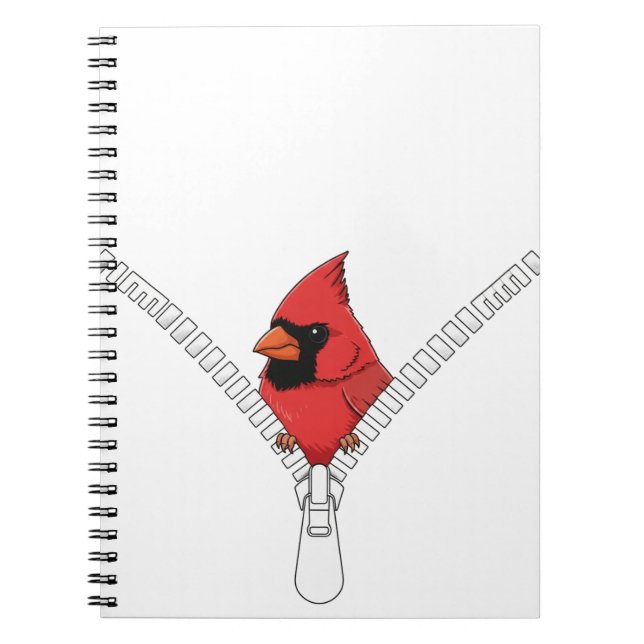 Caderno Espiral Cardinal vermelho fofo espiando (Frente)
