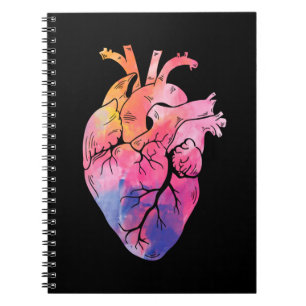 Caderno Espiral Cardiologia Colorida do Coração Anatômico Pastel