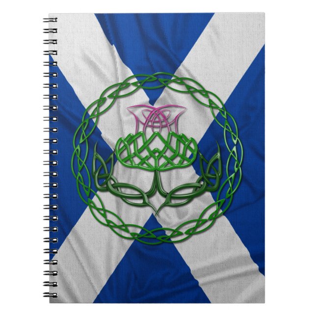 Caderno Espiral Cardo e bandeira celtas do nó (Frente)