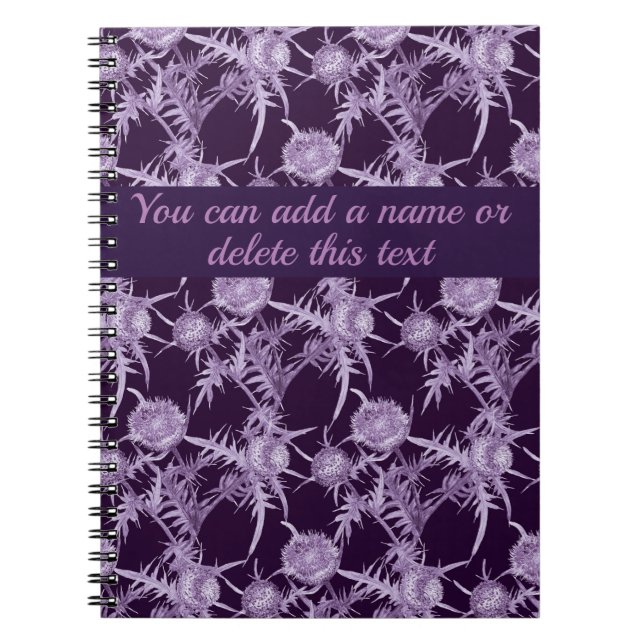Caderno Espiral cardo padrão de flor violeta (Frente)