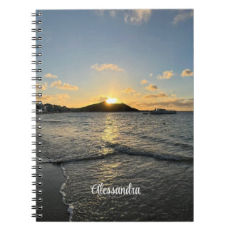 Caderno Espiral Caribe Paraíso Tropical Tranquilo Sunset