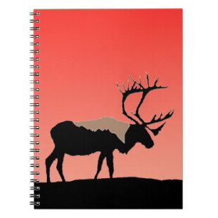 Caderno Espiral Caribou no Sunset - Arte Original da Vida Selvagem