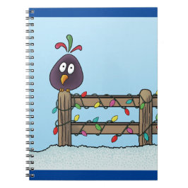 Caderno Espiral Caricatura de Sábios Aplaude Pássaro na Cerca