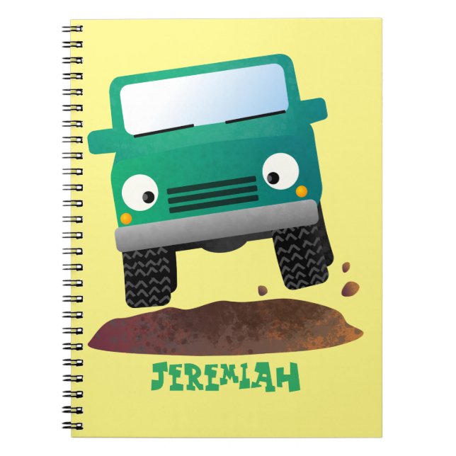 Caderno Espiral Caricatura de veículos todo-o-terreno 4X4 (Frente)