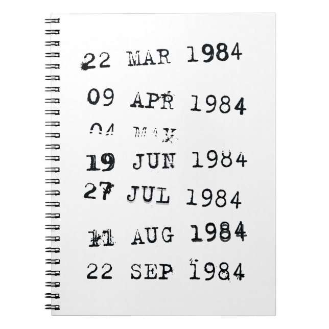 Caderno Espiral Carimbos de Biblioteca Data de Conclusão 1984 (Frente)