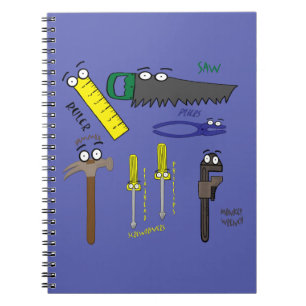 Caderno Espiral Carpenter Tools Whimsical Cartoon Art