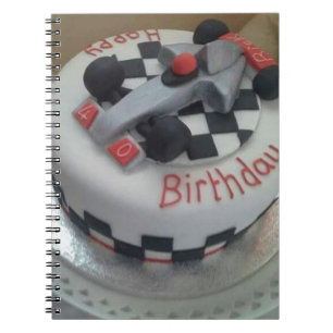 Caderno Espiral carro de corrida de aniversário feliz