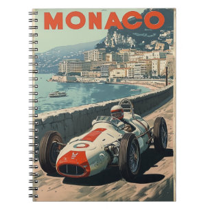 Caderno Espiral Carro de corrida de vinhetas em Mônaco