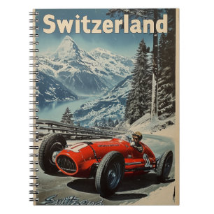 Caderno Espiral Carro de Corrida Vintage na Suiça