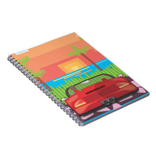 Caderno Espiral Carro Esportivo de Arcade dos Anos 80