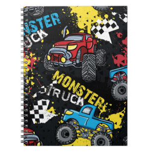 Caderno Espiral Carro monstro: padrão infantil Abstrato