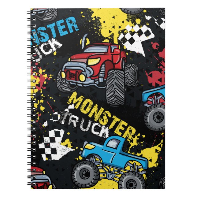 Caderno Espiral Carro monstro: padrão infantil Abstrato (Frente)