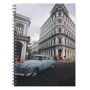 Caderno Espiral Carro vintage Clássico Azul Cityscape