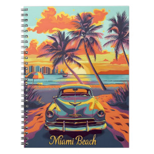 Caderno Espiral Carro vintage Miami Beach