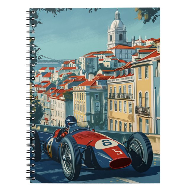 Caderno Espiral Carro Vintage Racing em Lisboa (Frente)
