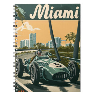 Caderno Espiral Carro Vintage Racing em Miami