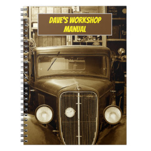 Caderno Espiral Carro vintage Sepia no Workshop