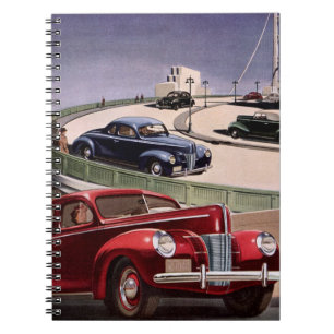 Caderno Espiral Carros Antigos, Viagem de Sedãs Clássicos na Rodov